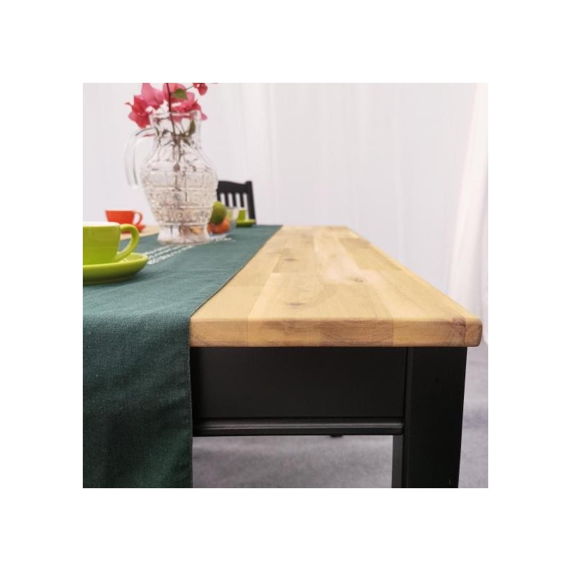 Masa Acacia Swoppmokk, lemn masiv, 0% VOC lăcuit si vopsit negru, Bucătărie, Sufragerie, Lemn