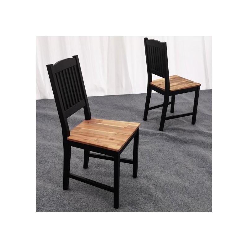 Set de 2 scaune din Acacia Swoppmokk, lemn masiv, 0% VOC lăcuit si vopsit negru, Bucătărie, Sufragerie, Lemn