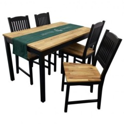 Set de sufragerie din Acacia Swoppmokk, lemn masiv, set masa cu 4 scaune, 0% VOC lăcuit si vopsit negru, Bucătărie