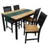 Set de sufragerie din Acacia Swoppmokk, lemn masiv, set masa cu 4 scaune, 0% VOC lăcuit si vopsit negru, Bucătărie