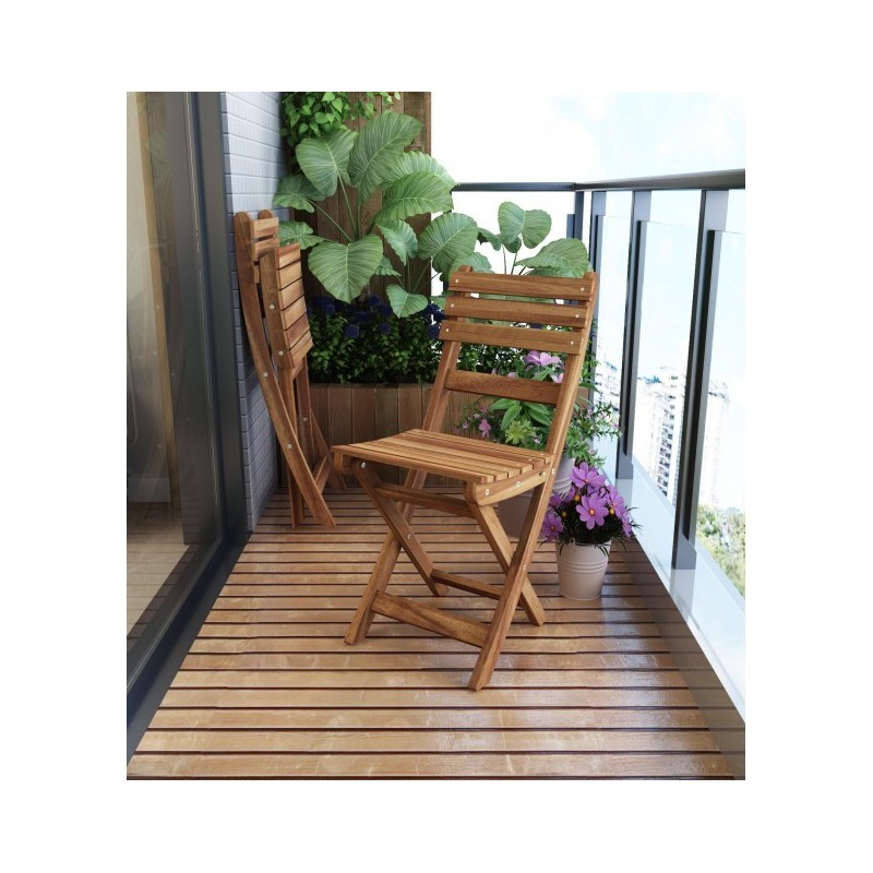 Set 2 Scaune Terasa | Pliabile |Gold Teak