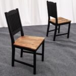 Set de 2 scaune din Acacia Swoppmokk, lemn masiv, 0% VOC lăcuit si vopsit negru, Bucătărie, Sufragerie, Lemn